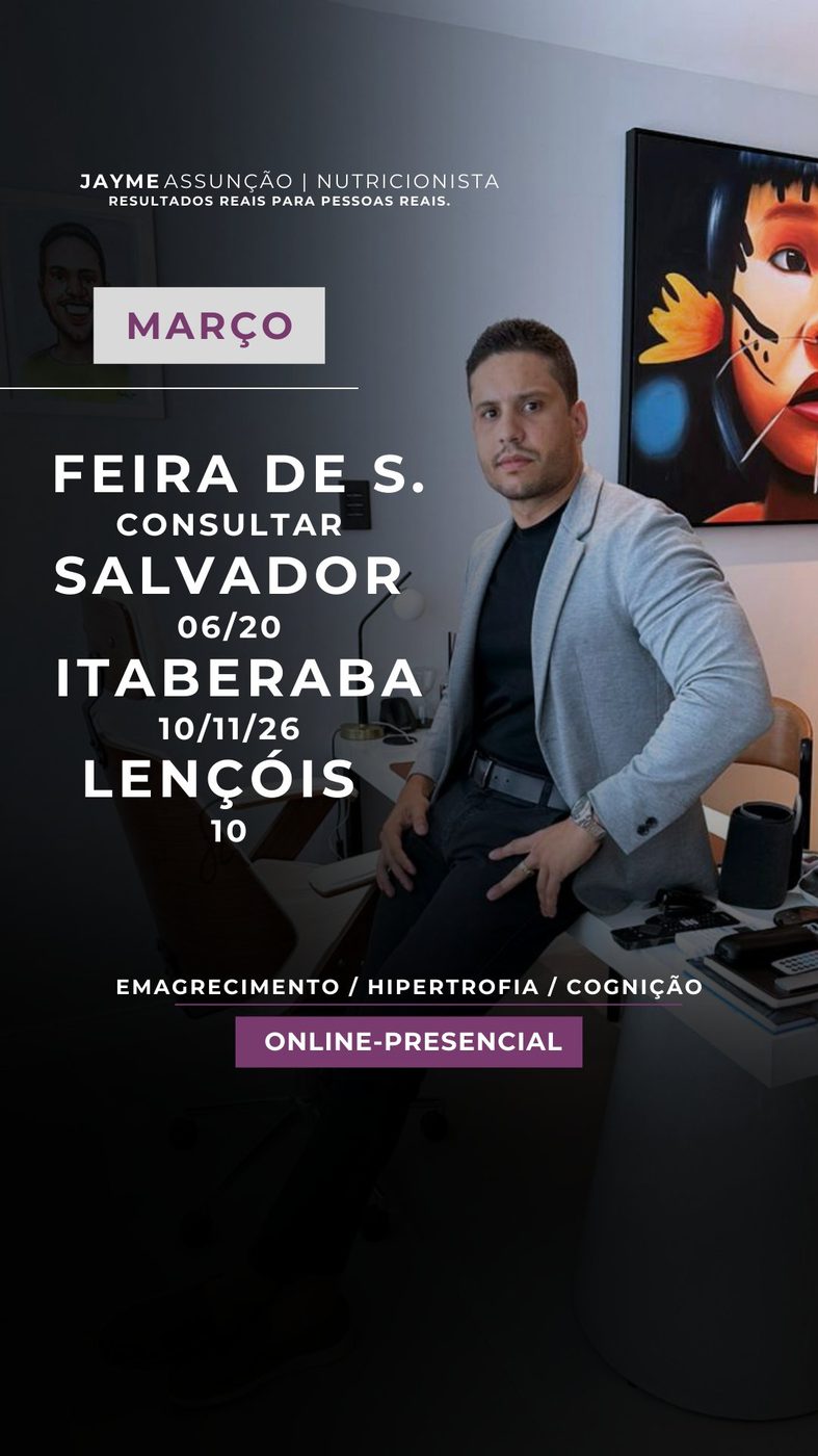 Agenda de Março - Dr. Jayme Assunção Nutricionista em Feira de Santana, Salvador e Bahia